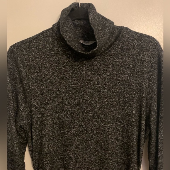 Athleta Malaga Dark Gray Heather Turtleneck Ruched Side Jersey Knit Dress Sz M - Picture 10 of 15